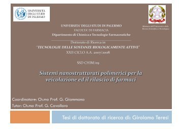 Tesi di dottorato di ricerca di: Girolamo Teresi - Università di Palermo