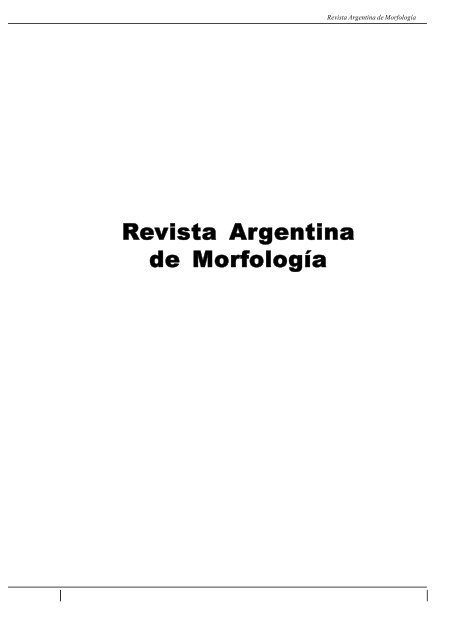 Revista Argentina de Morfología - Revistamorfologia.com.ar