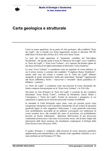 RELAZIONE GEOLOGICA - Portale di cartografia on-line - Provincia ...