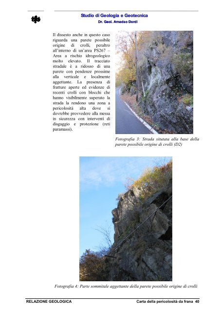 RELAZIONE GEOLOGICA - Portale di cartografia on-line - Provincia ...