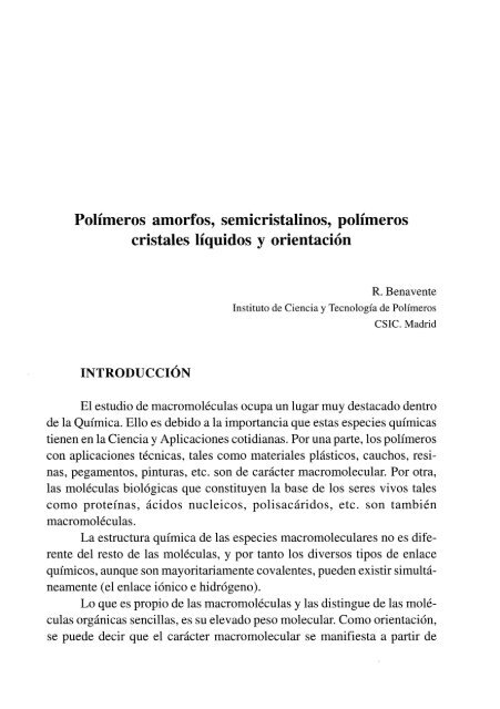 Polímeros amorfos, semicristalinos, polímeros cristales ... - RUC