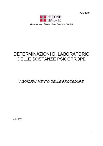 determinazioni di laboratorio delle sostanze psicotrope - Regione ...