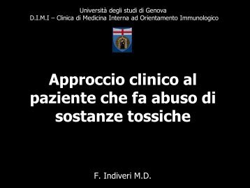 Approccio clinico al paziente che fa abuso di sostanze tossiche