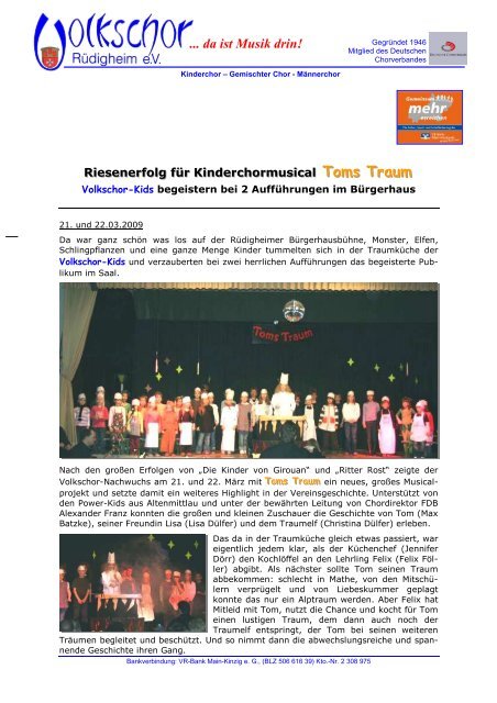 2009_03_22 Aufführungen Toms Traum - Volkschor Rüdigheim