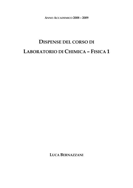 DISPENSE DEL CORSO DI LABORATORIO DI CHIMICA – FISICA 1