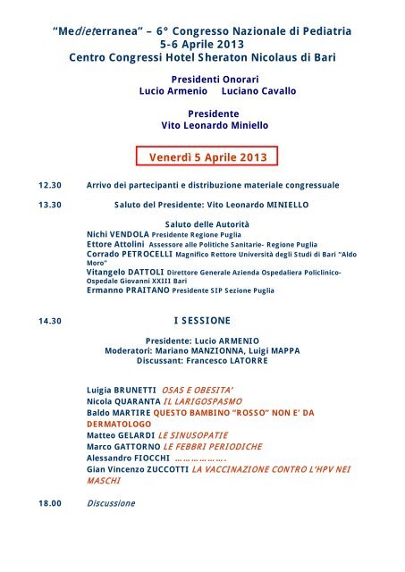 Medieterranea Sipo Società Italiana Di Pediatria Ospedaliera