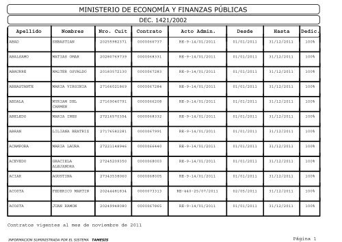 Contratos Ley Marco - Ministerio de Economía