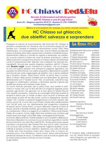 Leggi l'articolo - Hockey Club Chiasso