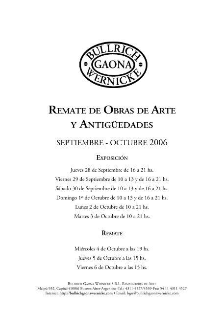Remate De Obras De Arte Y Antiguedades Bullrich Gaona Wernicke