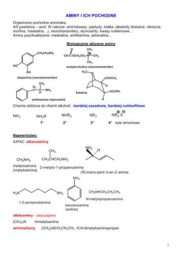 AMINY I ICH POCHODNE - Wydział Chemii UG