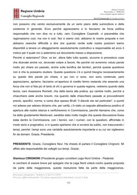 VIII LEGISLATURA - Consiglio Regionale dell'Umbria - Regione ...