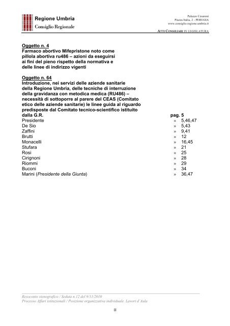 VIII LEGISLATURA - Consiglio Regionale dell'Umbria - Regione ...