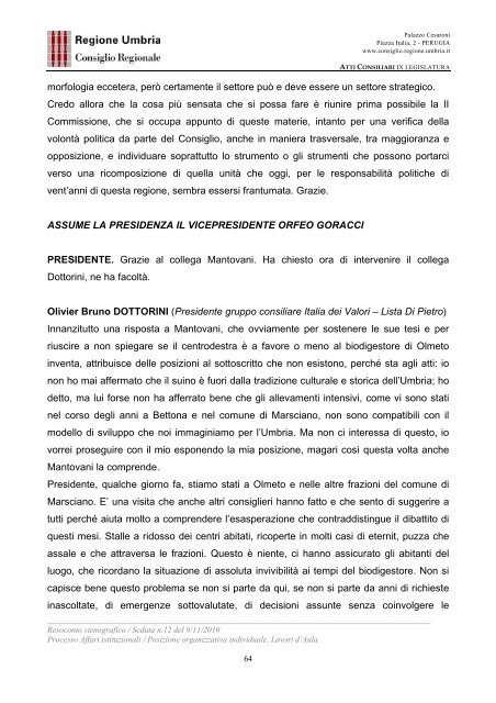 VIII LEGISLATURA - Consiglio Regionale dell'Umbria - Regione ...