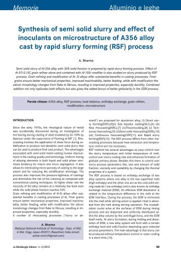 Alluminio e leghe Synthesis of semi solid slurry and effect of ... - AIM