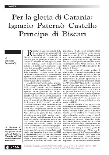 Per la gloria di Catania: Ignazio Paternò Castello Principe di Biscari