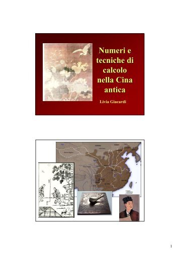 Numeri e tecniche di calcolo nella Cina antica - Dipartimento di ...