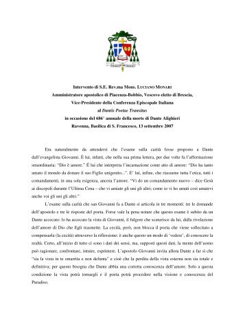 Intervento di S.E. Mons. Luciano Monari ... - Centro Dantesco