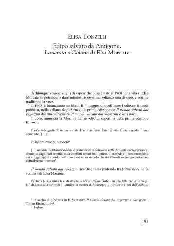 Edipo salvato da Antigone. La serata a Colono di Elsa Morante