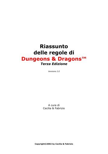 Riassunto delle regole di Dungeons & Dragons ... - Insula Arcana