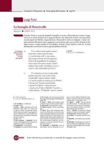 Luigi Pulci, Morgante, La battaglia di Roncisvalle - Aula Digitale