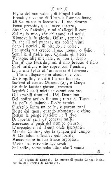 Poesie di Ossian figlio di Fingal antico poeta Celtico