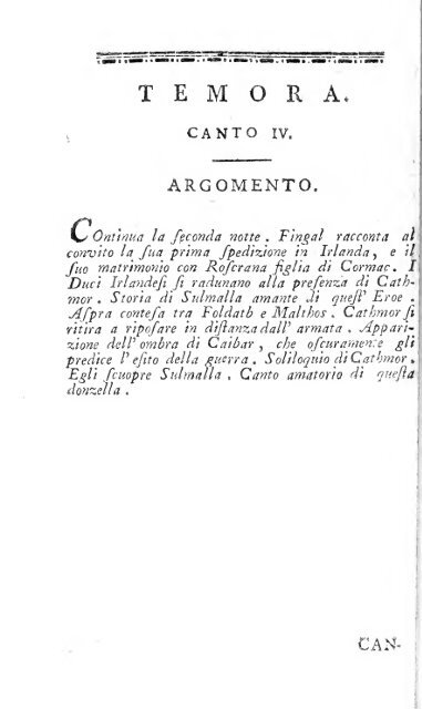 Poesie di Ossian figlio di Fingal antico poeta Celtico