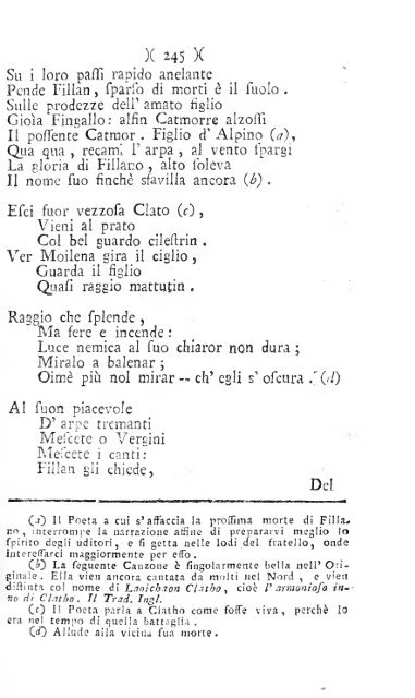 Poesie di Ossian figlio di Fingal antico poeta Celtico