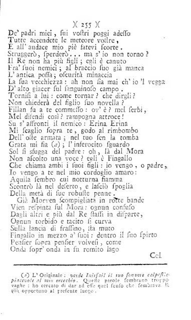 Poesie di Ossian figlio di Fingal antico poeta Celtico