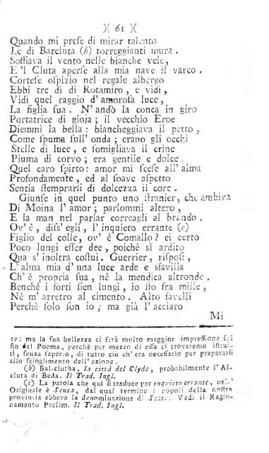 Poesie di Ossian figlio di Fingal antico poeta Celtico