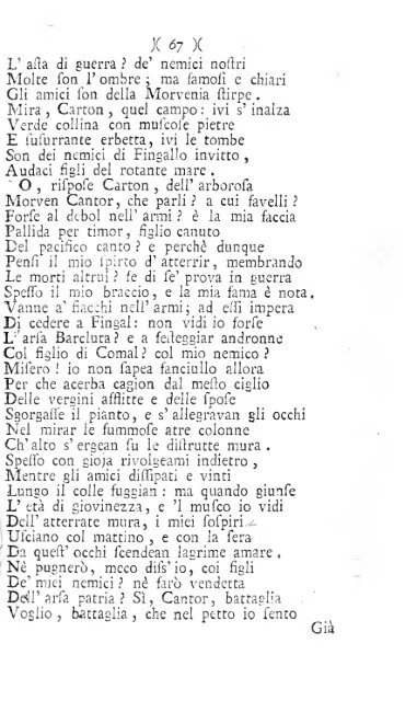 Poesie di Ossian figlio di Fingal antico poeta Celtico