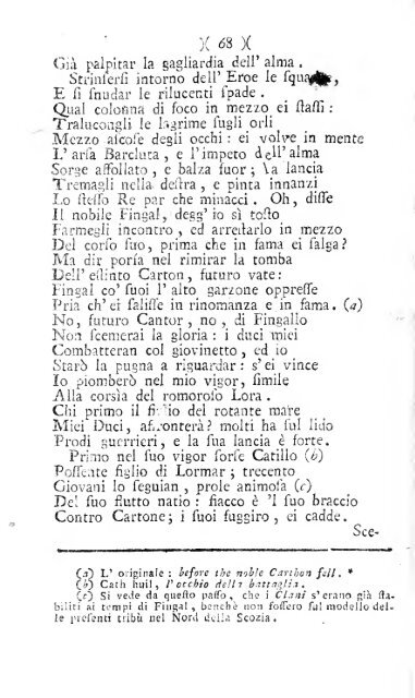 Poesie di Ossian figlio di Fingal antico poeta Celtico