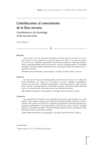 Contribuciones al conocimiento de la flora navarra. - Aranzadi