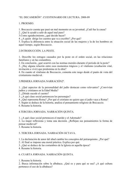 El Decameron Preguntas