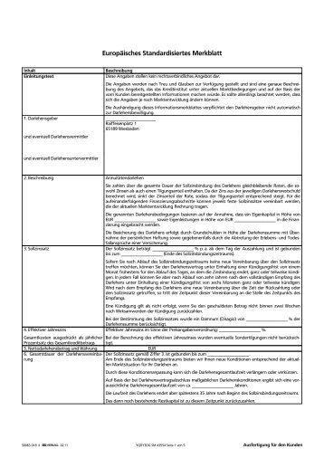 Europäisches Standardisiertes Merkblatt - Volksbank Bautzen eG