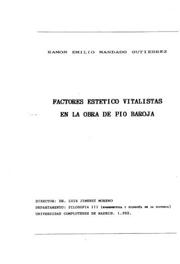 factores estetico vitalistas en la obra de pio baroja - Biblioteca de la ...