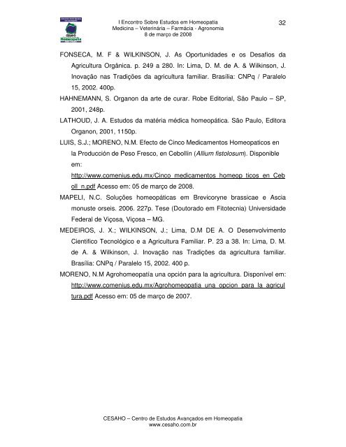 Agricultura Vitalista A Ciência da Homeopatia Aplicada na ... - cesaho