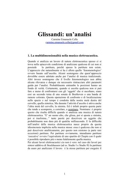 G. Ligeti: Glissandi - un'analisi - Carmine Emanuele Cella