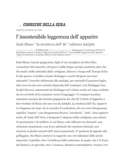 l' insostenibile leggerezza dell' apparire - Cristina Campo