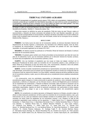 TRIBUNAL UNITARIO AGRARIO - Diario-o
