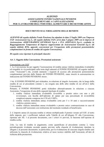 Documento sull'erogazione delle rendite - Alifond