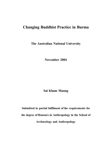 Changing Buddhist Practice in Burma - Online Burma Library