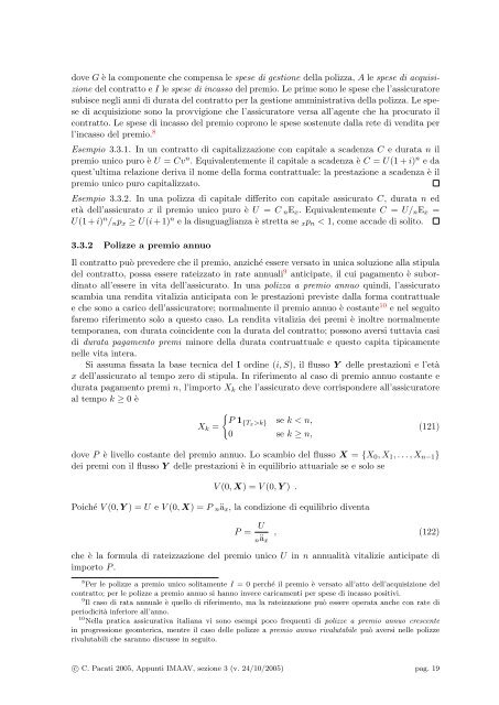 Appunti delle lezioni di istituzioni di matematica attuariale per le ...