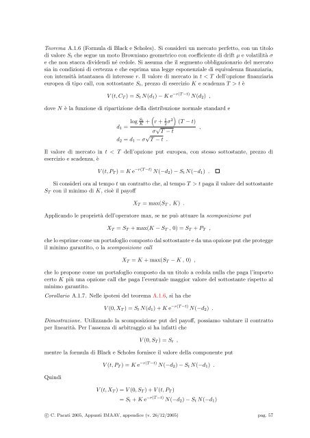 Appunti delle lezioni di istituzioni di matematica attuariale per le ...