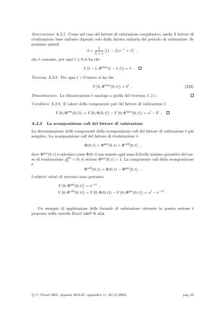 Appunti delle lezioni di istituzioni di matematica attuariale per le ...