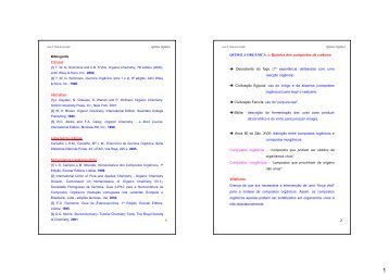 1 2 QUÍMICA ORGÂNICA ⇒ Química dos compostos de ... - UTAD