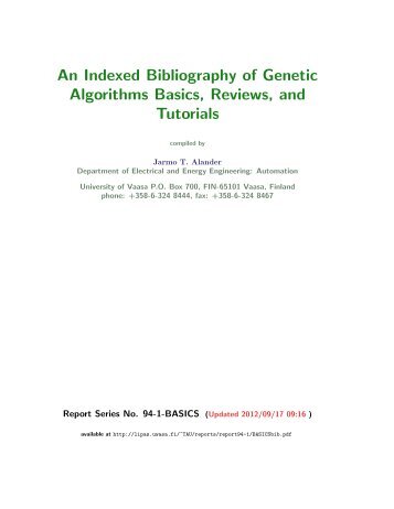 An Indexed Bibliography of Genetic Algorithms Basics, Reviews ...