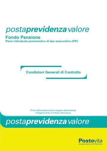 Condizioni Generali di Contratto - Poste Vita