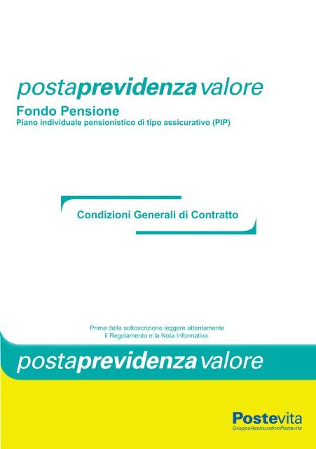 Condizioni Generali di Contratto - Poste Vita