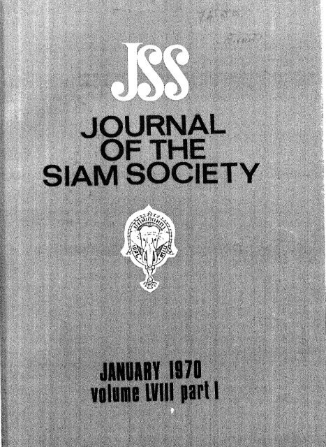 Khamkoo Part of LVIII, Vol. 1-2, Journal The Society 1970 the - Siam