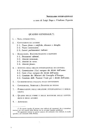 a cura di Luigi Daga e Vitaliano Esposito QUADRO GENERALE (*)